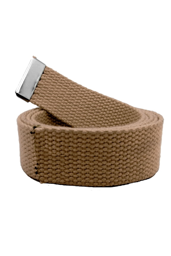 Replacement Canvas Web Belt 1.25 Military Width Silver Tip Large Khaki