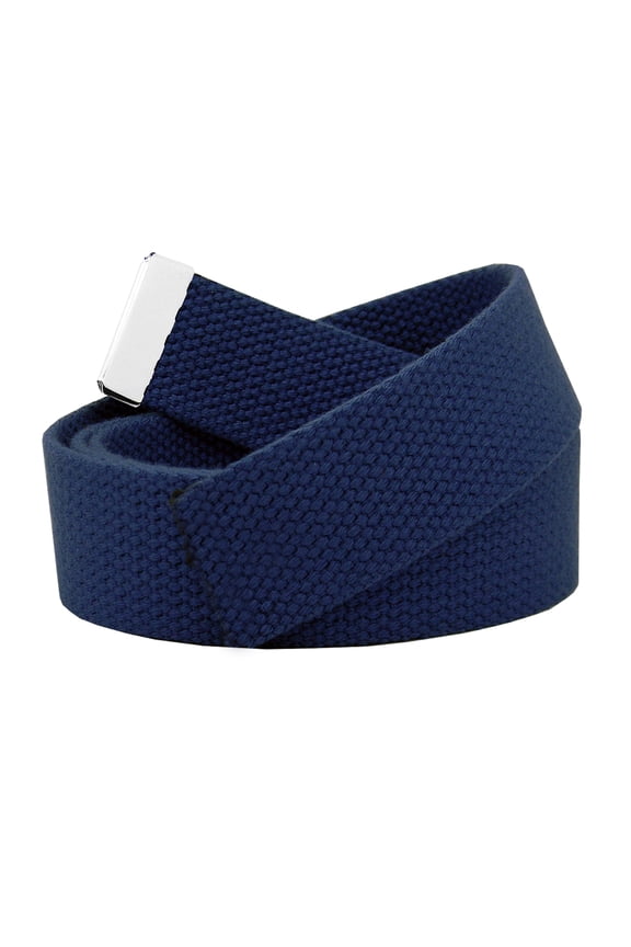 Replacement Canvas Web Belt 1.25 Military Width Silver Tip Large Navy