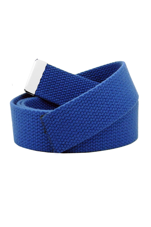 Replacement Canvas Web Belt 1.25 Military Width Silver Tip Large Royal Blue