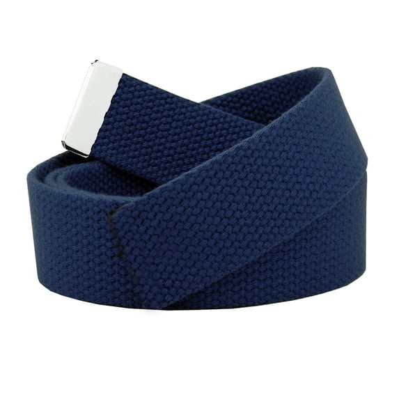 Replacement Canvas Web Belt 1.25 Military Width Silver Tip Small Navy