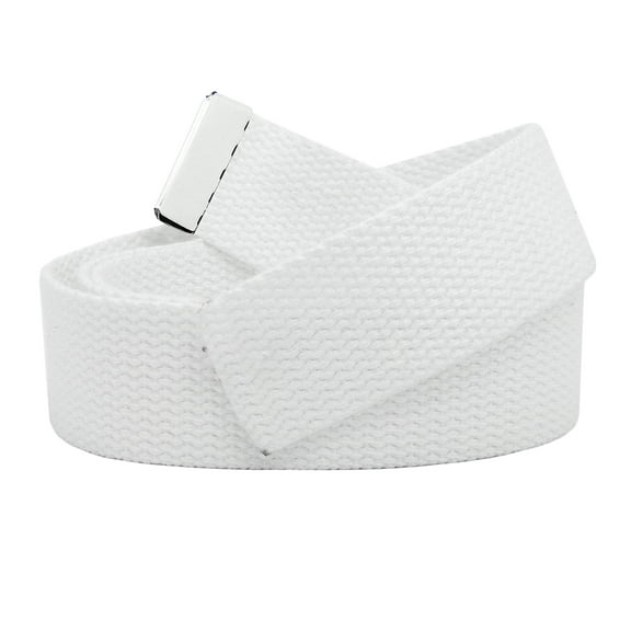 Replacement Canvas Web Belt 1.25 Military Width Silver Tip Small White
