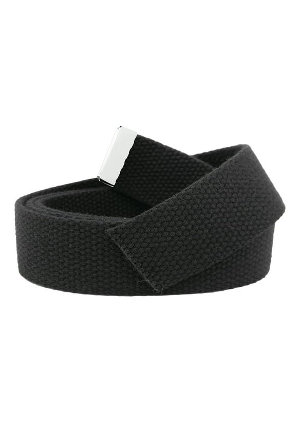 Replacement Canvas Web Belt 1.25 Military Width Silver Tip X-Large Black