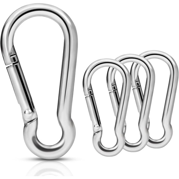 Replacement Carabiner Clip Hooks for Flag Pole Rings, 4 Pcs 304 Stainless Steel Flagpole Clips Hardware Spring Snap Hook for Flags with Grommets, Keychain, Backpack, Camping, Hiking, Fishing - M5| 2"