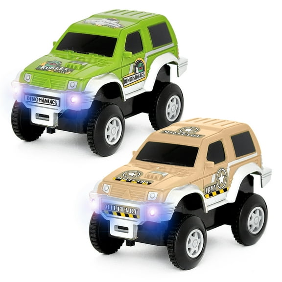 4x4 Cars for Tracks - Extra Race Car Accessories for Dinosaur Race Track & Train Toy Gift - Compatible with Most Tracks for Kids Boys and Girls (2 Jeeps Pack)