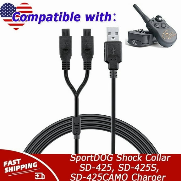 Replacement Charger Cable Compatible with SportDOG Shock Collar SD-425, SD-425S, SD-425CAMO