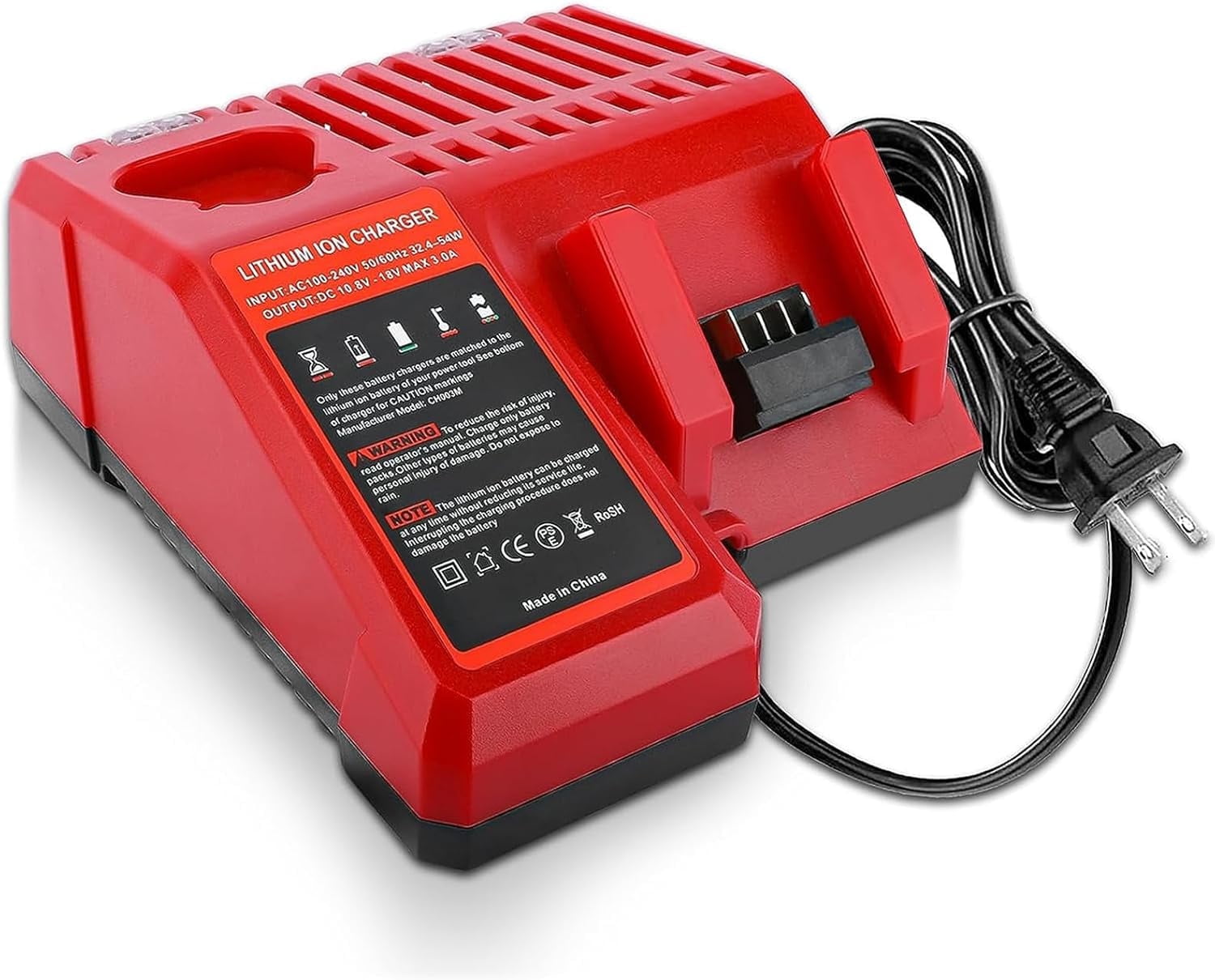 Replacement Rapid Charger For Milwaukee M18 Batteries – Compact Mini Charger, 18V 2A Output, US Plug
