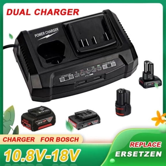Replacement Charger GAX1218V Dual Port Fast Charger for Bos-ch 10.8V-20V Li-ion Battery BAT609 BAT609G AL1860CV Power Tools