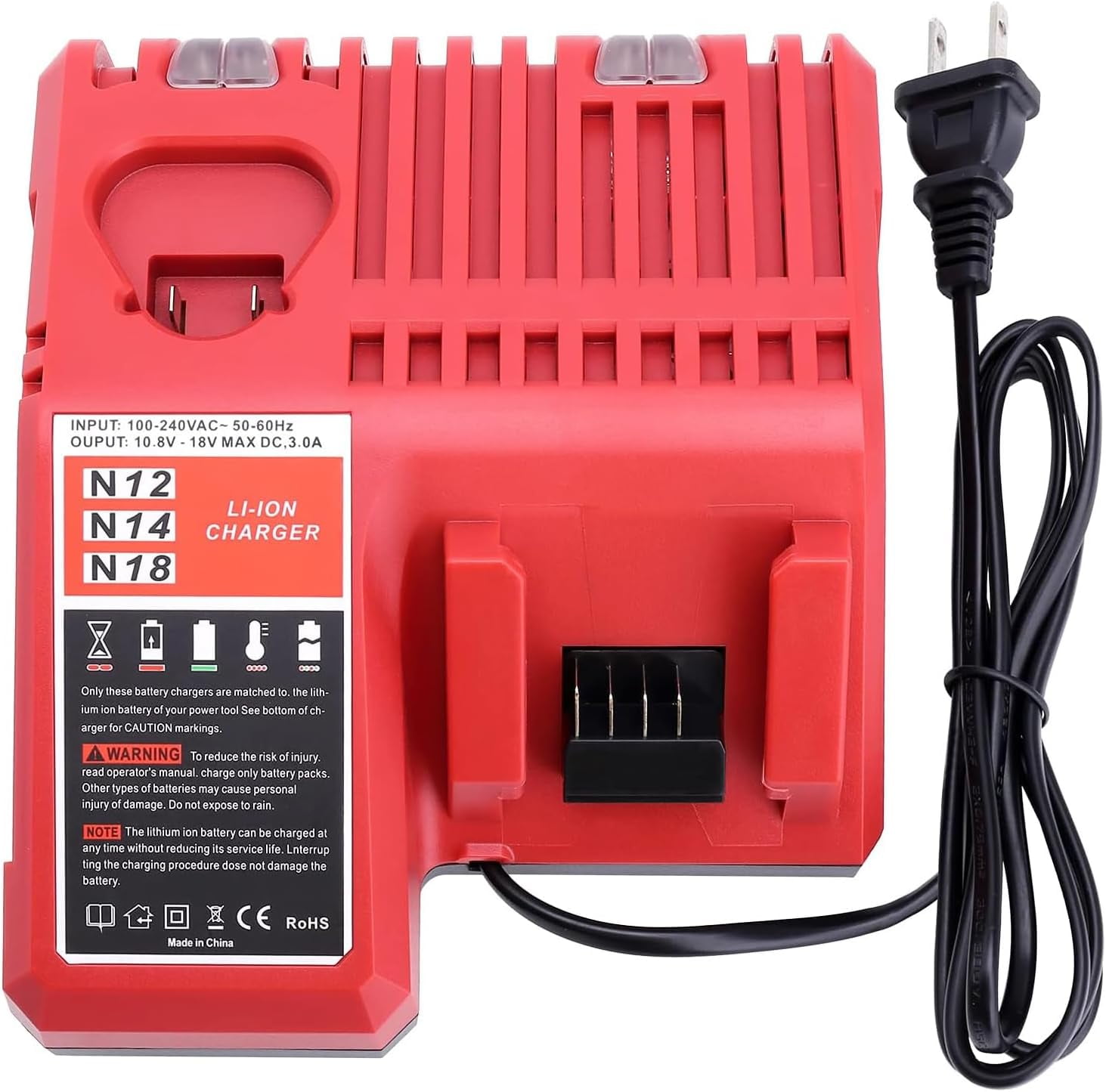 Replacement Rapid Charger For Milwaukee M12 & M18 Batteries – Compatible With 48-59-1812 & Other Models