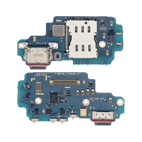 Replacement Charging Port Board With Sim Card Reader Compatible For Samsung Galaxy S23 Ultra 5G (S918U) (North American Version)