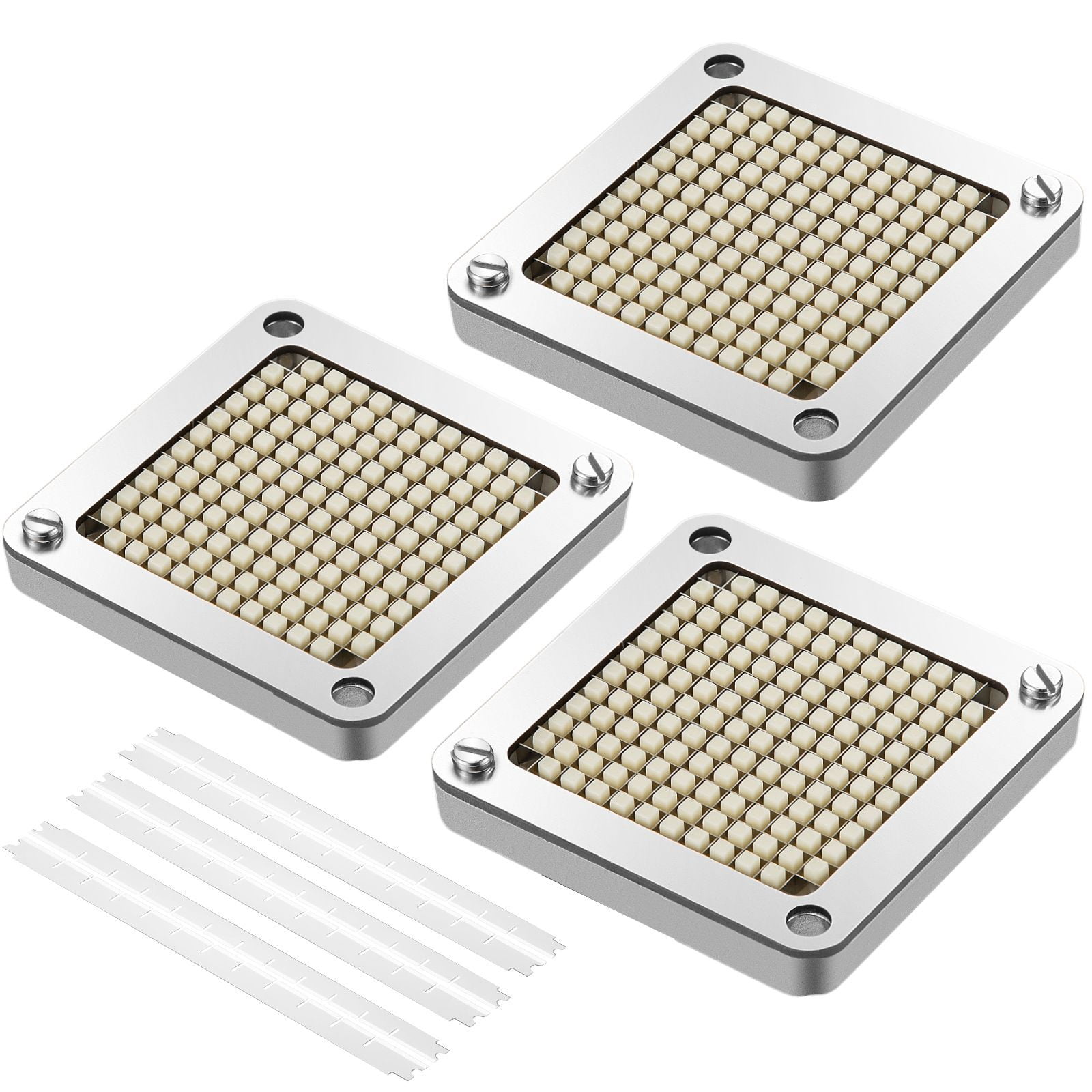 Replacement Chopper Blades 3-Pack, 1/4 Inch Cutting Size, Stainless Steel Blades with Aluminum Frame, Detachable, Compatible with Commercial Vegetable Choppers