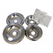 2026 New Drip Pans for GE/Hotpoint Electric Range, Premium Chrome Burner Plates & Stove Liners for Effortless Cooking & Kitchen Cleanup 4 Pack (6Inch + 8Inch)