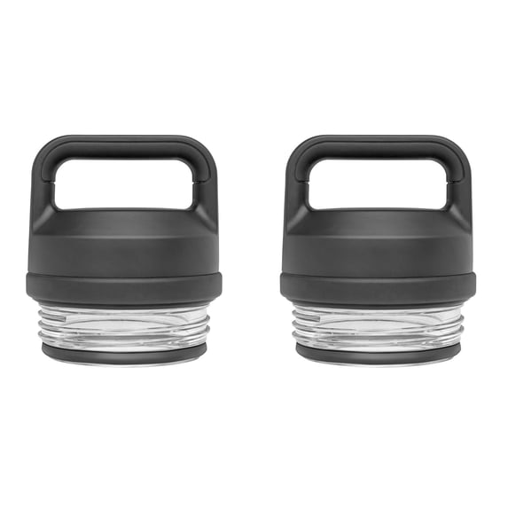 Replacement Chug Cap for Water Bottles, Universal Fit for 18oz, 26oz, 36oz, 64oz Bottles, Leak Proof Lid with One Hand Operation, Insulated Lid Accessory (Black) 2PCS