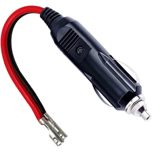 Replacement Cigarette Lighter Plug - 12 Volt Male Cigar Plug with Leads Car Adapter Dc Battery Charger Connectors 12V Power Supply for Auto Accessories with LED Lights 15A