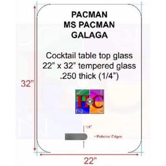 Replacement Cocktail Table top Glass with 4 in Radius: Fits Bally Midway Tables Plus Other aftermark$$Furniture