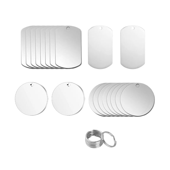 Replacement Collar Plates for Dogs and Cats, 20 Stainless Steel Name Pieces with 20 Metal Connectors for Daily Identi