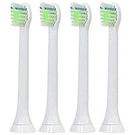 Replacement Compact Brush Heads, Compatible with Philips Sonicare Diamond Clean Toothbrush - 4 Pack (P-HX-6074)