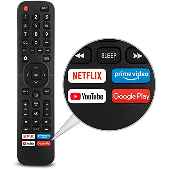 Replacement Control EN2A27 for Hisense-Smart-TV-Remote, with Netflix, Prime Video, YouTube, Google Play Buttons