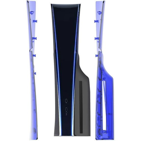 Replacement Cover Plates for PS5 Slim Console Disc Edition,ABS Hard Faceplate Side Shell,Anti-Scratch Transparent Protector Cover for PS5 Slim Accessories (Translucent Blue)