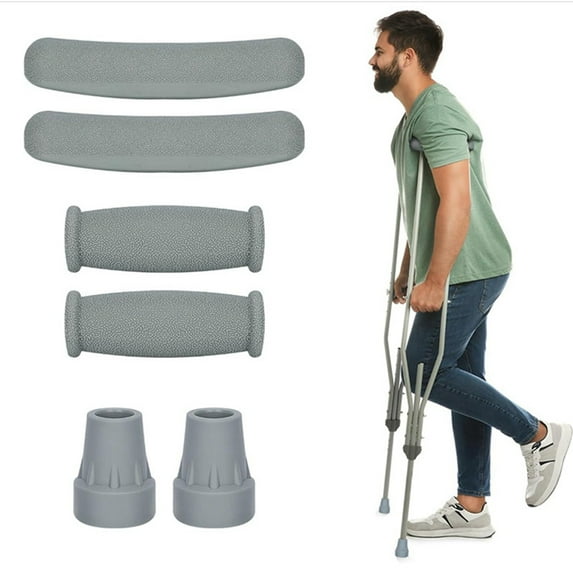 Replacement Crutch Pads 6 Pieces Crutch Replacement Kit with Armpits Hand Grips Covers Crutch Hand Grip and Crutch Tips