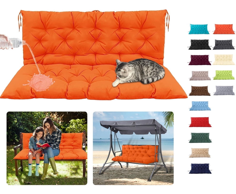 Replacement Cushions for Outdoor Swing 40 X 40IN 2 3 Seater Porch Swing Cushions with Back Thickened Bench Cushion with Ties for Patio Garden Fit for 38 42 Swings Orange Walmart
