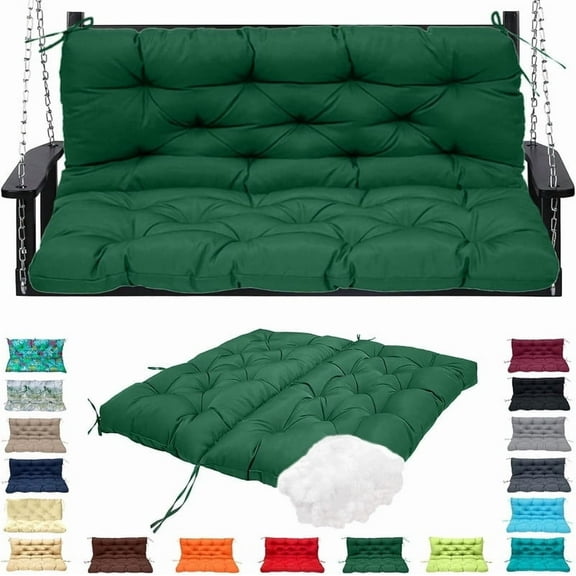 Replacement Cushions for Swing, Waterproof Porch Swing Cushion, 2-3 Seat Outdoor Bench Cushion with Backrest for Patio Furniture Garden Porch Loveseat Glider Pad (Dark Green 40*40in)