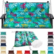 Qilloway Replacement Cushions for Swing, Waterproof Porch Swing Cushion, 2-3 Seat Outdoor Bench Cushion with Backrest for Patio Furniture Garden Porch Loveseat Glider Pad