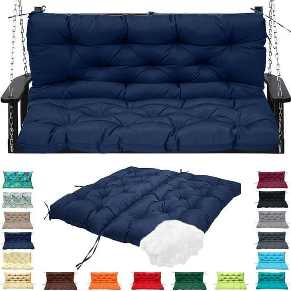 Replacement Cushions for Swing, Waterproof Porch Swing Cushion, 2-3 Seat Outdoor Bench Cushion with Backrest for Patio Furniture Garden Porch Loveseat Glider Pad (Navy Blue 60*40in)