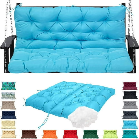 Replacement Cushions for Swing, Waterproof Porch Swing Cushion, 2-3 Seat Outdoor Bench Cushion with Backrest for Patio Furniture Garden Porch Loveseat Glider Pad (Sky Blue 70*40in)