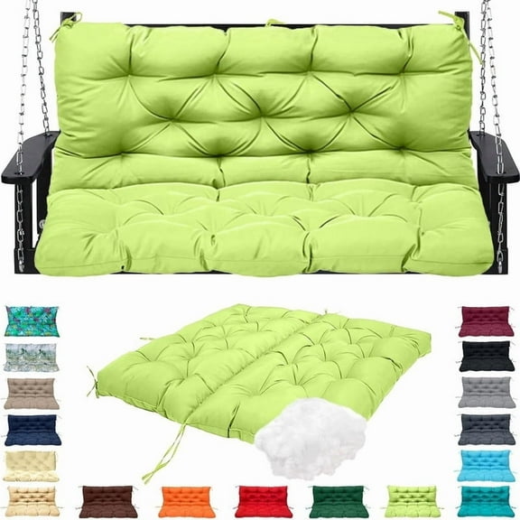 Replacement Cushions for Swing, Waterproof Porch Swing Cushion, 2-3 Seat Outdoor Bench Cushion with Backrest for Patio Furniture Garden Porch Loveseat Glider Pad (Green 47*40in)