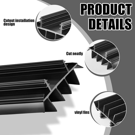 Replacement Door Bottom with Vinyl Fins 36" Long 1 3/4" Wide Threshold Seal Bottom of Door Weatherstrip Kerf Weather Stripping for 7/8" Between Barbs(4 Pcs,Black)