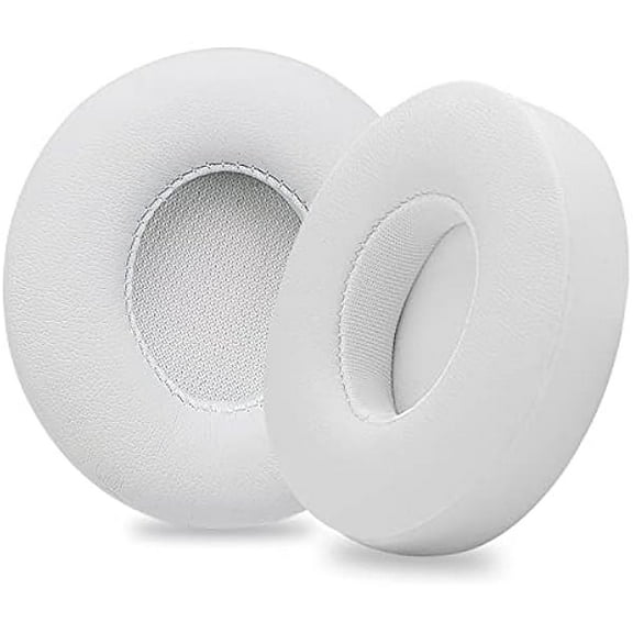 Replacement Ear Pads for Beats Solo 2 & Solo 3 Wireless On-Ear Headphones, Solo2 & Solo3 Earpads Cushions with Noise Isolation Memory Foam and Softer Protein Leather, White