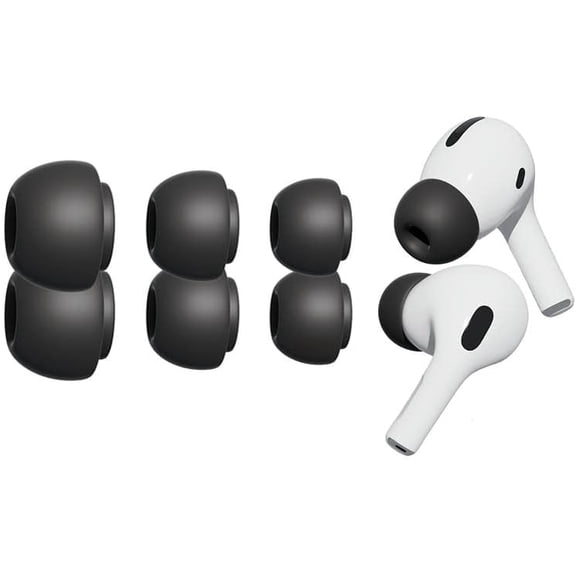 Replacement Ear Tips Compatible with AirPods Pro1,2 [3 Pairs], Silicon Earbuds Tips with Noise Reduction Hole, Fit in The Charging Case (Sizes S/M/L, Black)