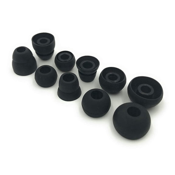 Replacement Earbud Tips for Beats Powerbeats3 Wireless Stereo Headphones - Small, Medium, Large, and Double Flange (Black)