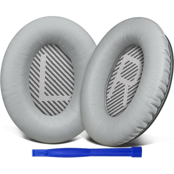 Replacement Earpads Cushions for Bose QuietComfort 35 (QC35) & Quiet Comfort 35 II (QC35 ii) Headphones, Ear Pads with Softer Leather, Noise Isolation Foam, Added Thickness (Grey)