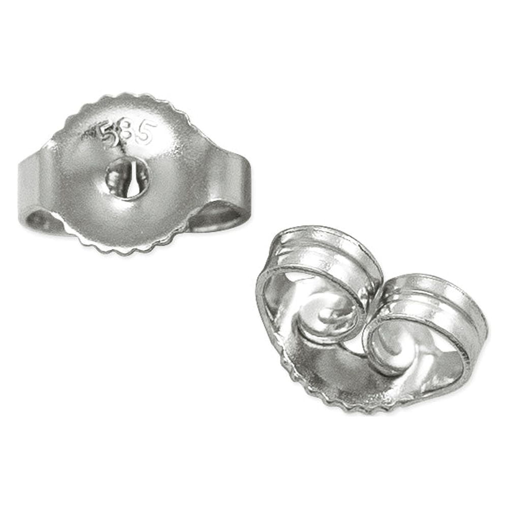 Replacement Earring Back Medium Weight Solid 14k White Gold (1 Pair of 14KT Gold Earring Backs)
