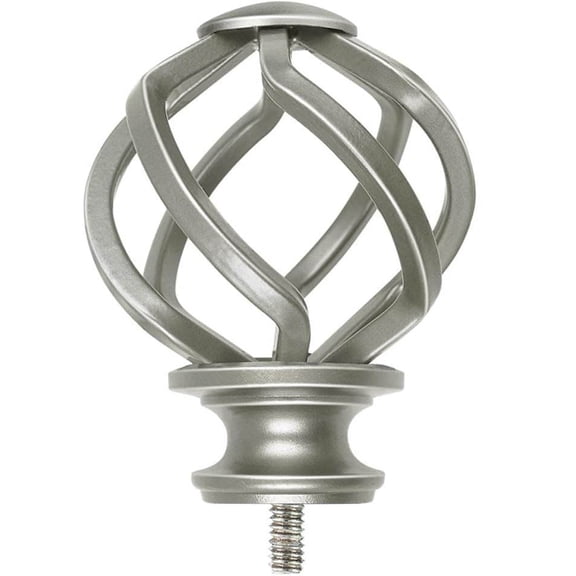 Replacement Ends for Curtain Rods, Twisted Cage, Antique Silver