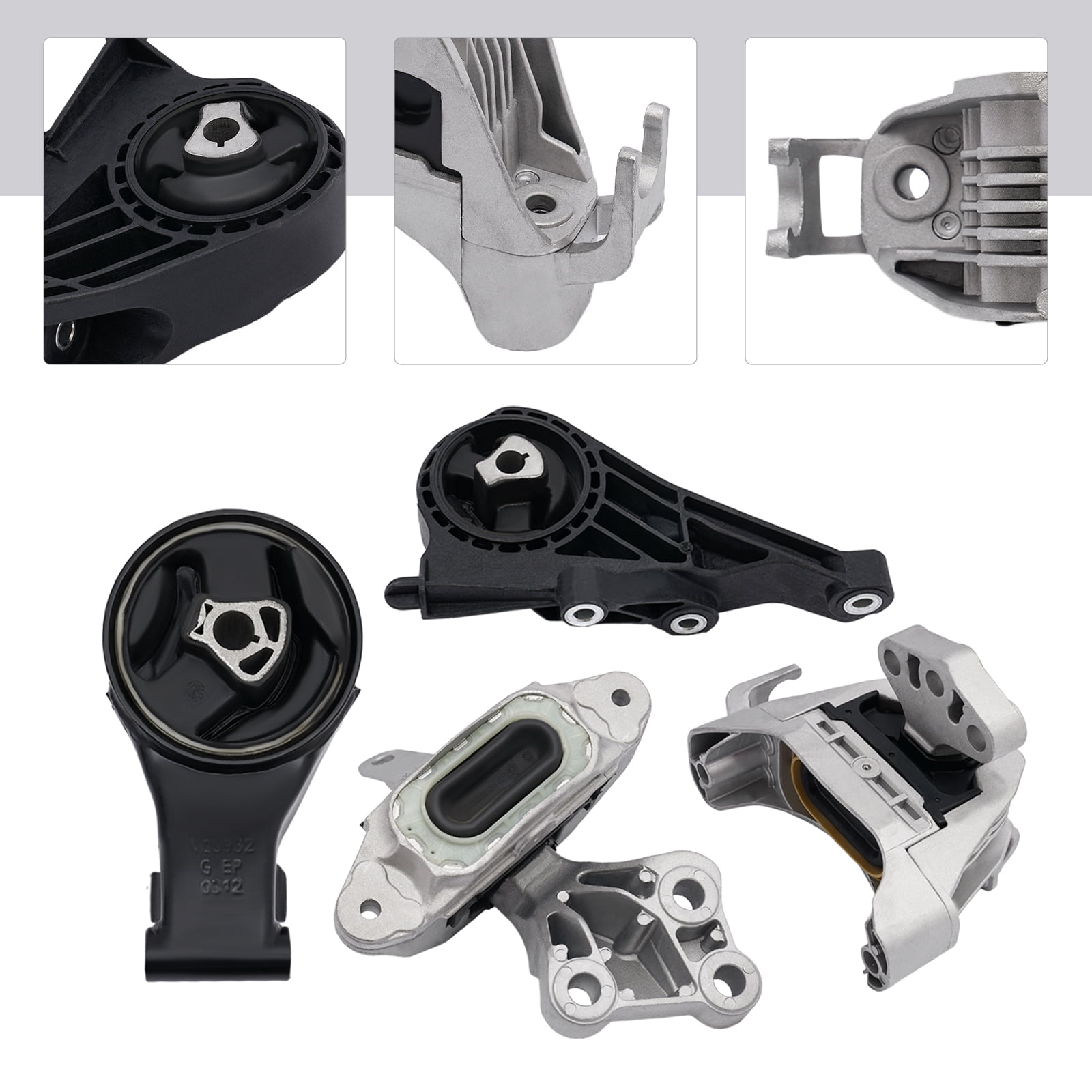 Replacement Engine Motor Mount Kit for 2011-2015 Chevrolet Cruze & 2016 Buick Cascada – 4-Piece Set,&nbsp; Iron & Rubber