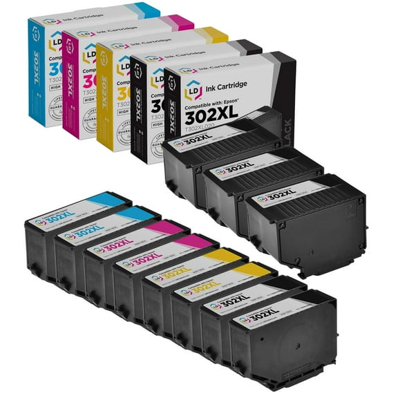 LD Compatible Replacement for Epson 302 302XL HY Ink Bulk Set for Expression Premium XP-6000
