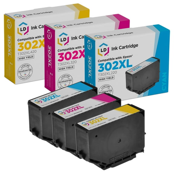 LD Compatible Replacement for Epson 302XL 302 XL HY Ink CMY Color Set for Expression Premium XP-6000