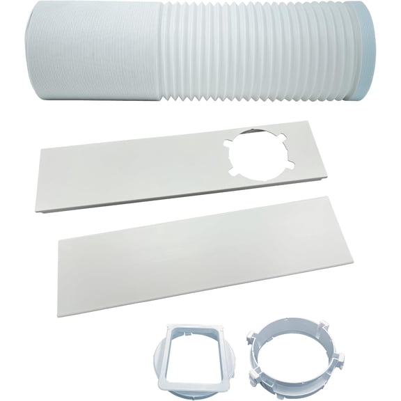 Replacement Exhaust Hose and Window Kit for Portable Air Conditioner, 5.92 In 15 cm Diameter 59 In Length with Square and Round Adaptors, Compatible with Perfect Aire and Select Brands