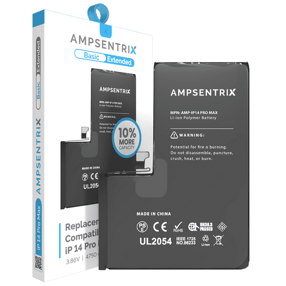Replacement Extended Capacity Replacement Battery Compatible With iPhone 14 Pro Max (AmpSentrix Basic Extended)