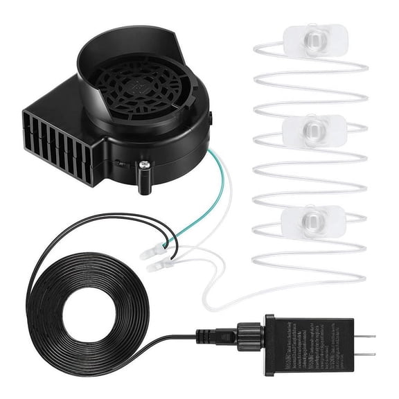 Replacement Fan Blower, 12V 0.8A Mini Air Blower with 3 LED Light String for Inflatables Indoor Outdoor US Plug