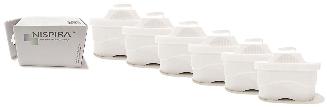 Replacement Filter Cartridges for MAVEA Maxtra Water Filtration Pitcher By NISPIRA, 6 Filters (Improved)