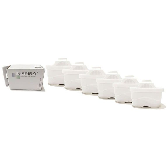 Replacement Filter Cartridges for MAVEA Maxtra Water Filtration Pitcher By NISPIRA, 6 Filters (Improved)