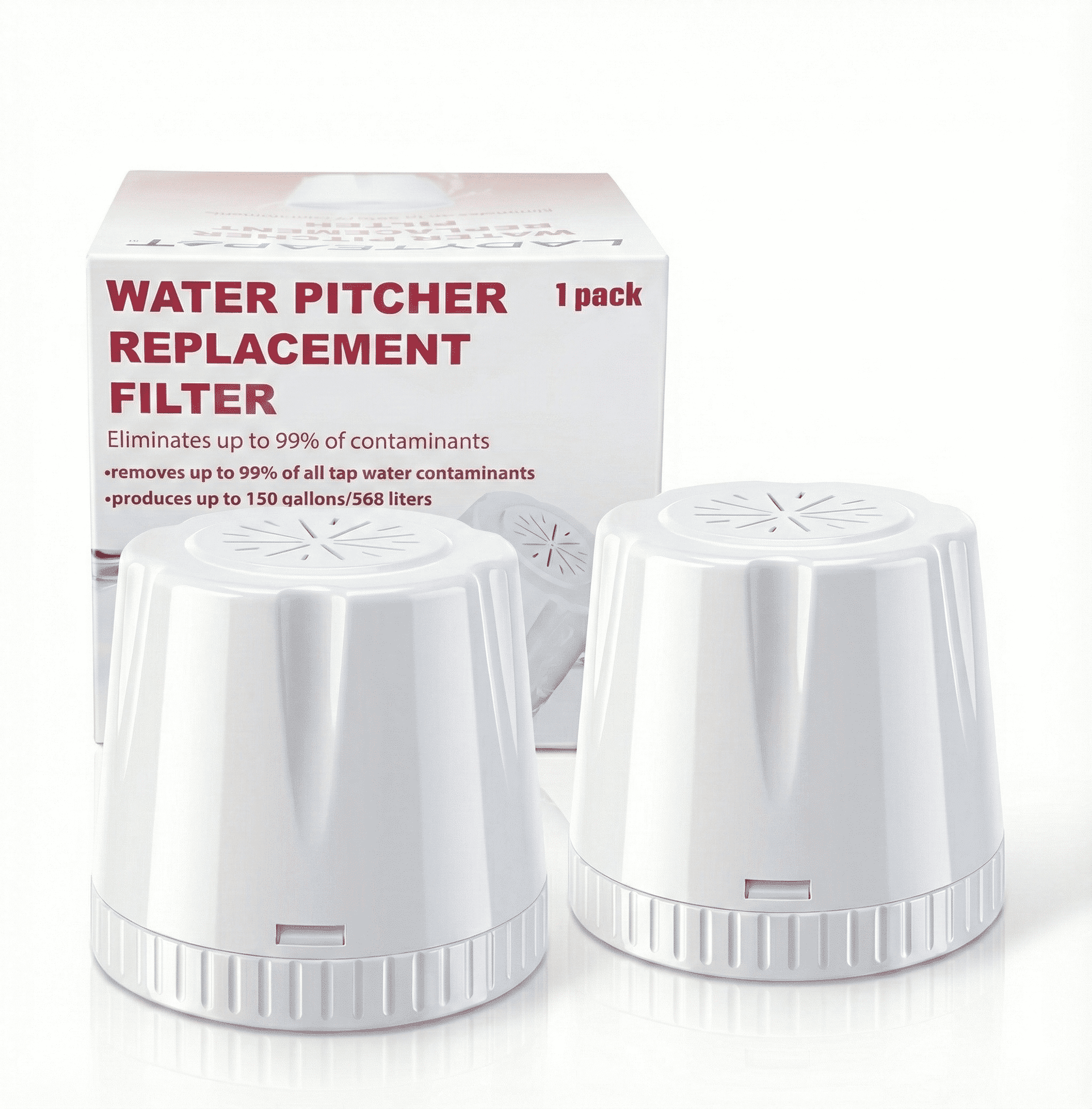 Replacement Filter for EPIC Water Filter Pitcher, Water Filter Pitcher Compatible with Aquagear Seychelle, BPA Free. Removes Fluoride, Chlorine, Lead, (2 Pack)