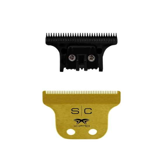 StyleCraft Replacement Fixed Gold Titanium X-Pro Hair Trimmer Blade with Black Diamond Carbon DLC Deep Tooth Cutter Set
