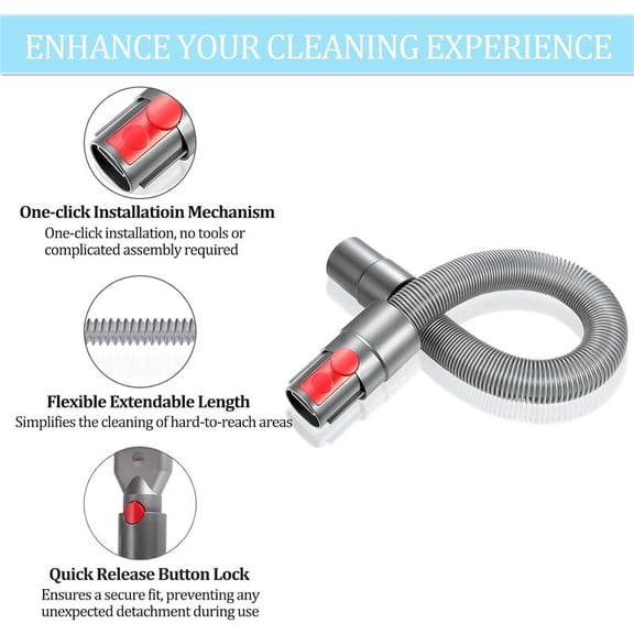 Replacement Flexible Extension Hose for Dy*son V7 V8 V10 V11 Cordless Stick Vacuum Cleaner Accessory Attachment (20 to 60 Inch)