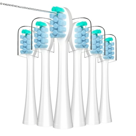 Replacement Flossing Toothbrush Heads with Covers for Water pik Sonic Fusion SF01/SF02 and Sonic Fusion 2.0 SF03/SF04,6 Count,White