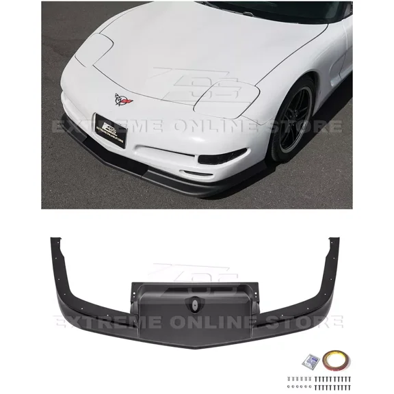 Replacement For 1997-2004 Chevrolet Corvette C5 ALL Models | Performance Style ABS Plastic - Matte Black Front Bumper Vented Lip Splitter