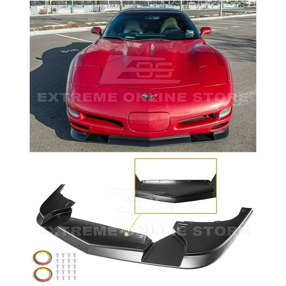 Replacement For 1997-2004 Chevrolet Corvette C5 ALL Models | ZR1 Extended Style Front Bumper Lower Lip Splitter ( ABS Plastic - Matte Black )
